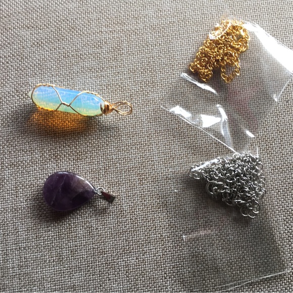 Amethyst Pendant & Opal Pendant Necklaces - Picture 2 of 6